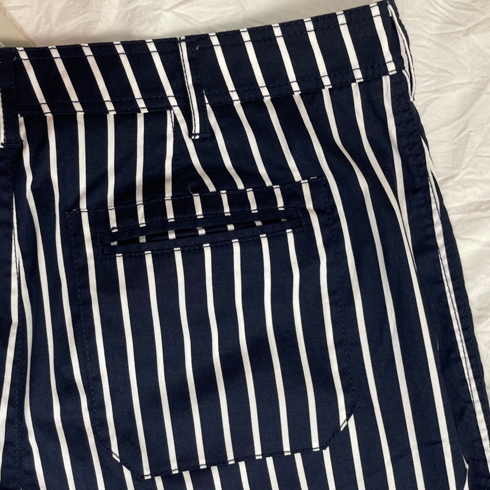 Chico’s navy and white stripes cotton wide leg crop stretch pants women’s size 6 - Picture 5 of 17
